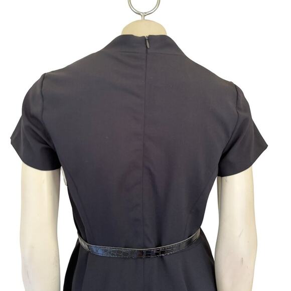 NWT VTG PENDLETON Wool Midi Dress in Black  Short sleeve A-line Belted  SZ 8P - Picture 5 of 11